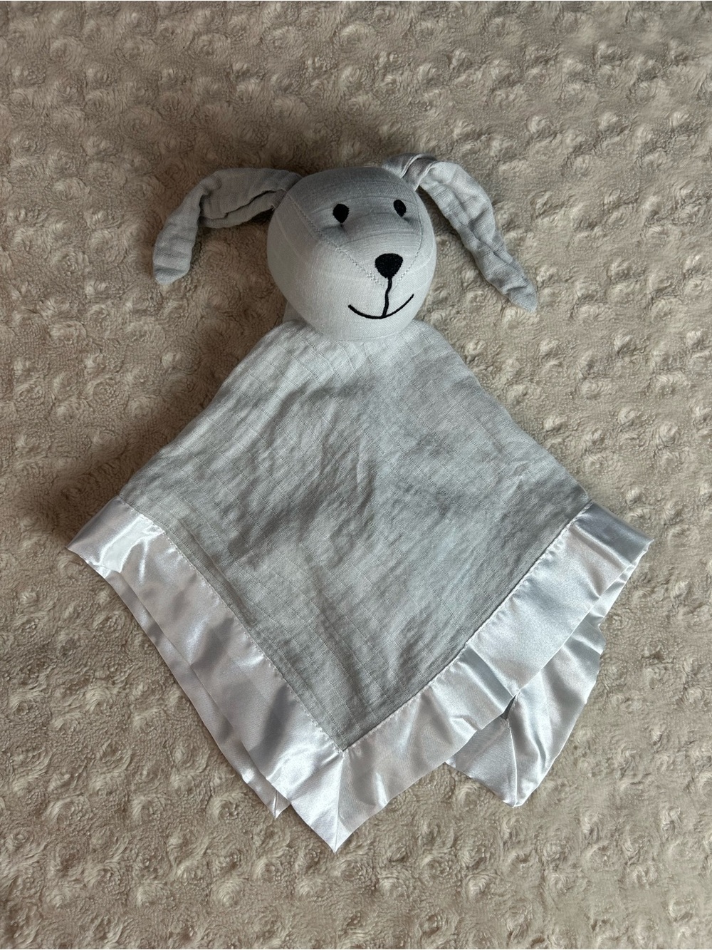 Aden + Anais Essentials Gray Bunny Rabbit Lovey Security Blanket White Edge Trim